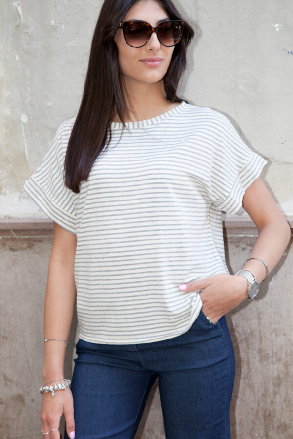 Camiseta Mod. Annette Color Gris/Blanco - Imagen 2